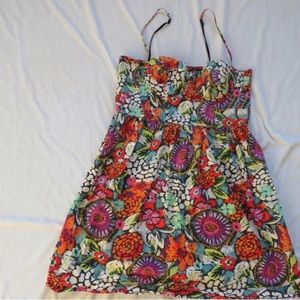 Moda Internatinal Floral Multi Color Adjustable Spaghetti Strap mini dress SZ 8